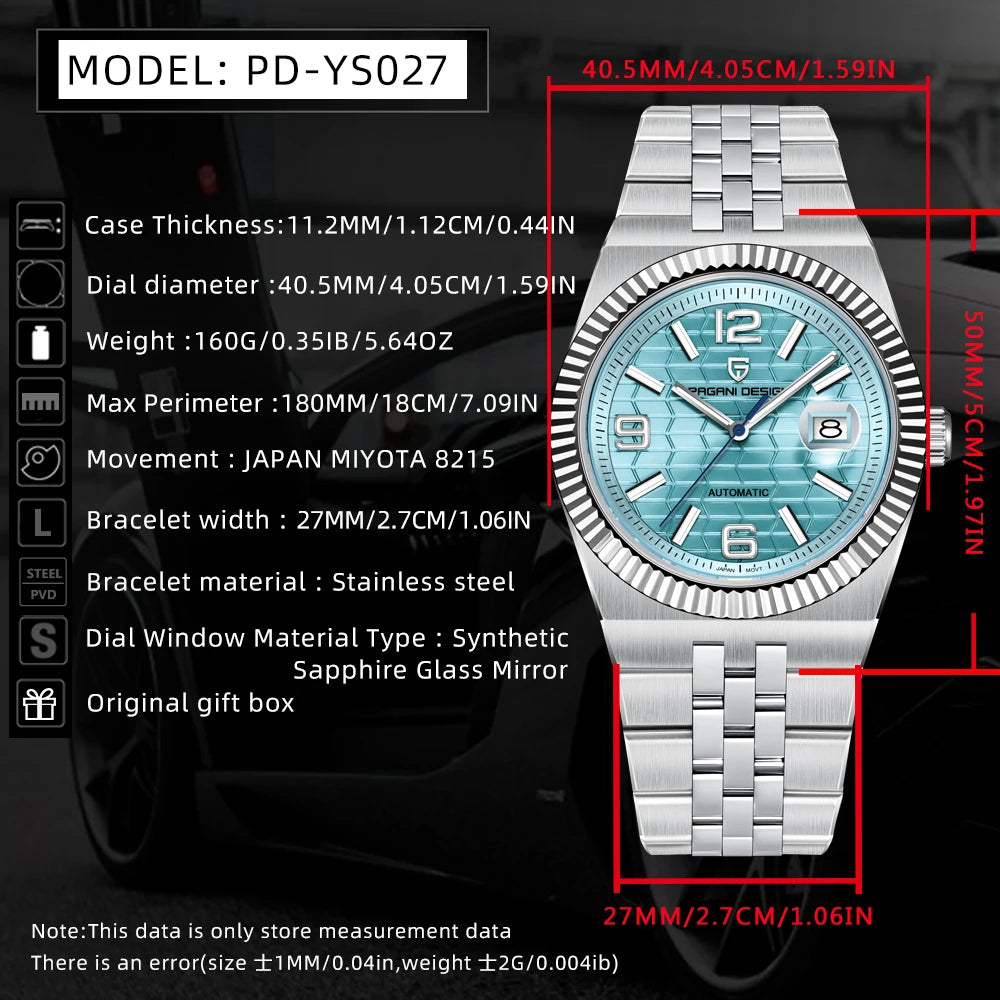 2025 New PAGANI DESIGN 40MM Men Mechanical Watch Top Brand Sapphire Glass Automatic Watch 100M Waterproof Luminous Watch for Men