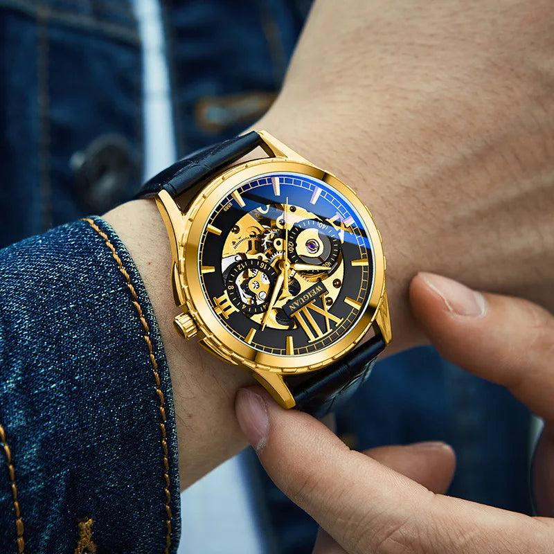 New Fully Automatic Mechanical Watch Men's Hollow Luminous Waterproof Fashion Watch High-end Business Multi-function Watches
