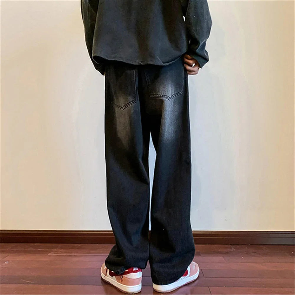 Baggy Jeans Trousers Male Denim Pants Black Wide Leg Pants Men's Jeans Cargo pants for men Korean Streetwear Hip Hop Harajuku