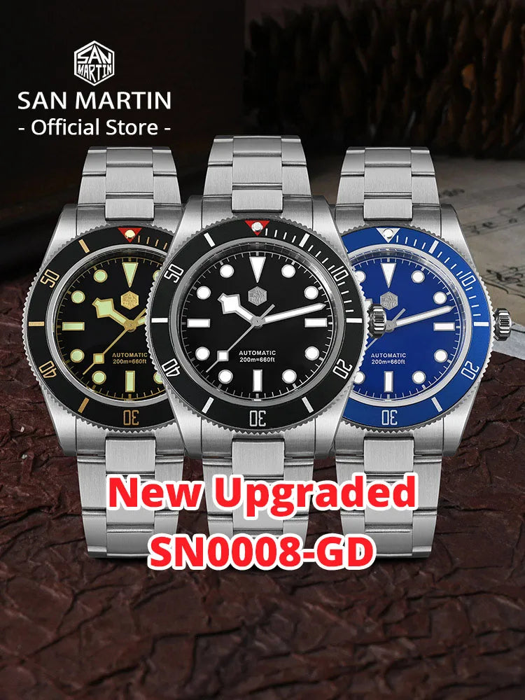 San Martin New 40mm BB58 Retro Luxury Diver Watch NH35 Automatic Mechanical Watches For Men Sapphire Luminous 20Bar Reloj SN0008