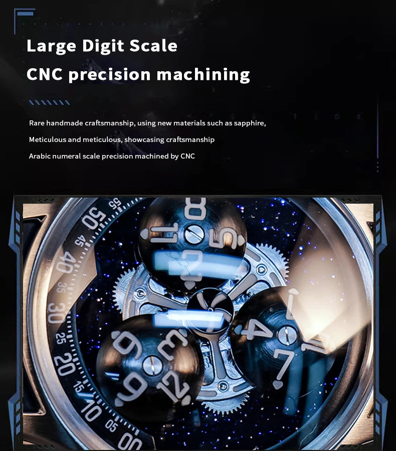 OBLVLO New Design Trisome Star Planet Automatic Watch For Men Luxury Super Luminous 316L Steel Case Mechanical Watch BLM-TRISOME