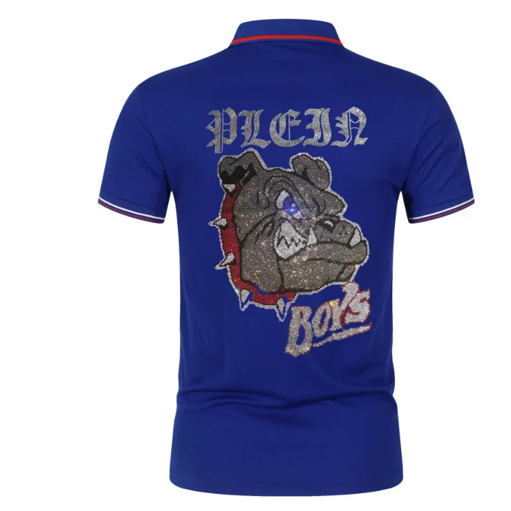 Men's Polo Shirt from Designer Brand, Fashionable and Well-Tailored with Rhinestones