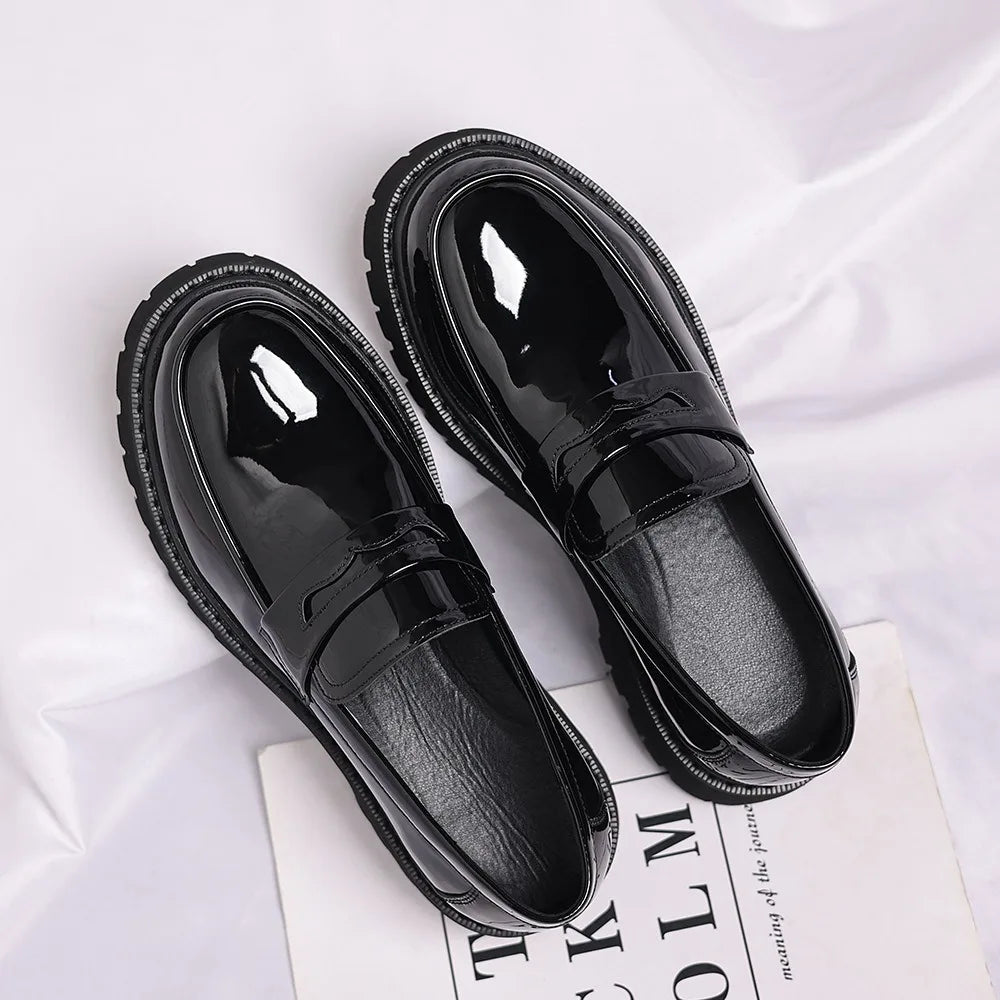 platform loafers increase height shoes man black elegant luxury man shoes suit formal loafers party elegant dress men's shoes
