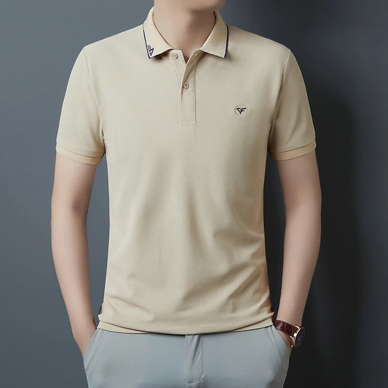Men's Polo Shirt Solid Color Embroidery Brand High Quality Breathable Business Clothing