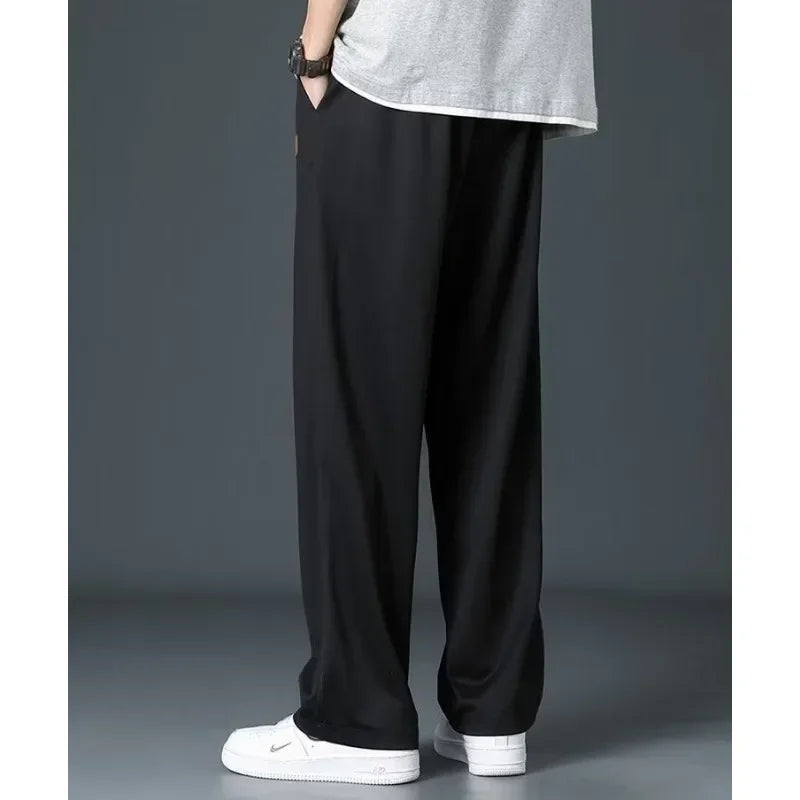 Casual Long Jogger Sweat Pants Men For Quick Drying Spring And Summer Thin Trendy Straight Leg Loose Flowing Fashion Trousers