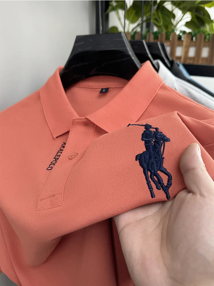 Designer Brand Men's Polo Shirt Lapel T-Shirt Summer New Exquisite Horse Embroid Short Sleeve Business Casual Office Menswear