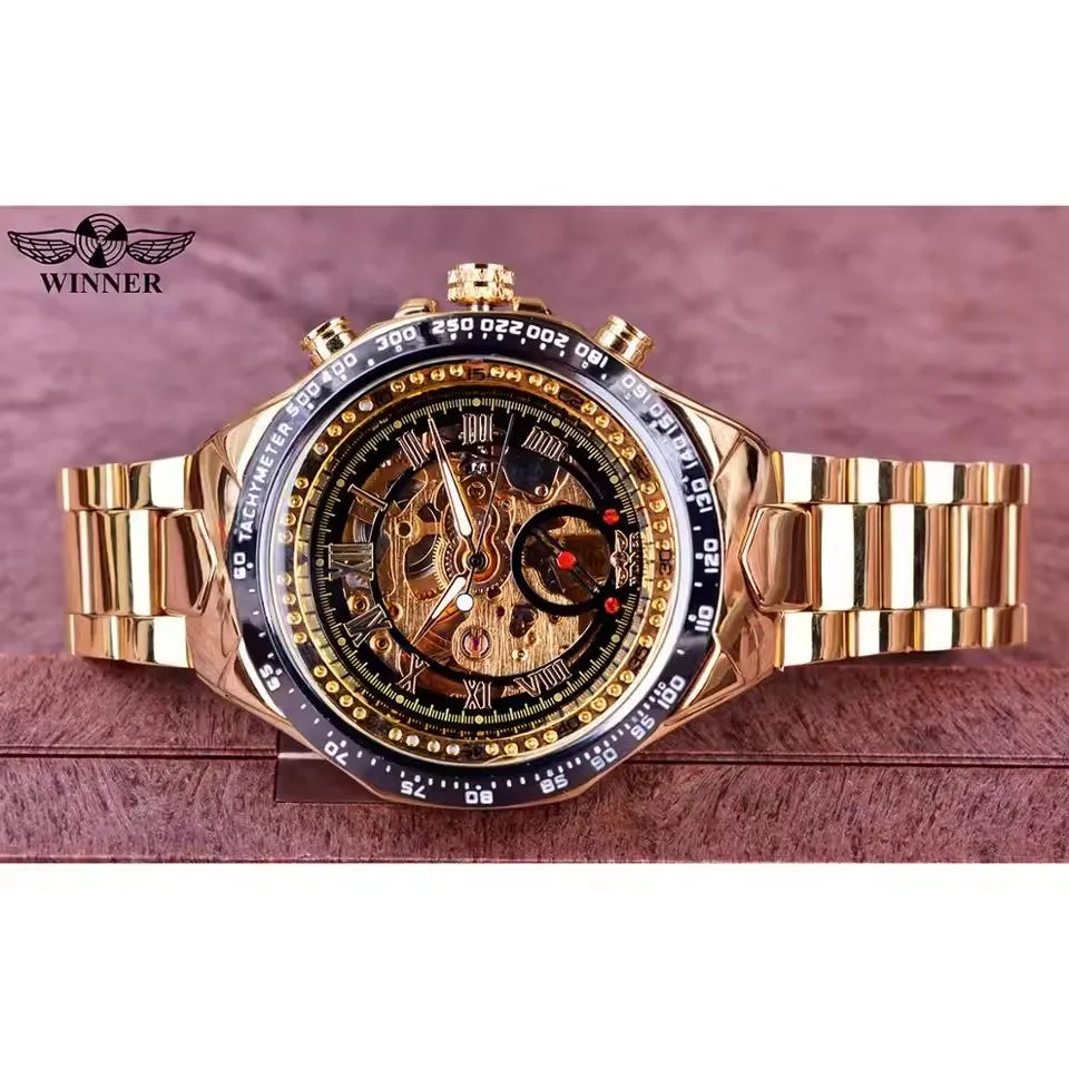 Luxurious Dial Men's Automatic Mechanical Watch - Smooth Hollow Back Design, Stainless Steel Strap, Ideal Gift for Business and Casual Wear, Ideal for Birthday, Parties and Special Occasion, Business Casual Watch | Smooth Wat