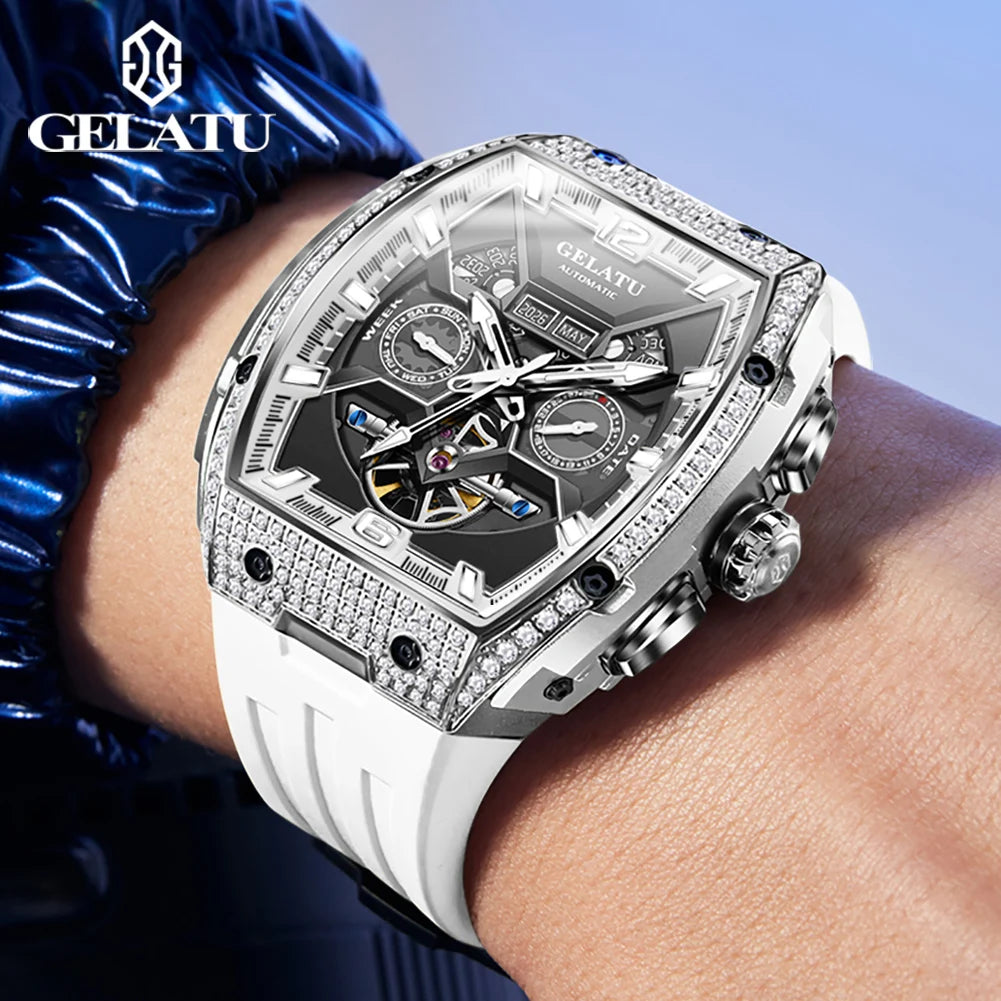 Reloj Hombre GELATU Luxury Top Brand Multifunction Tourbillon Men's Watch High Quality Automatic Mechanical Watch Sapphire