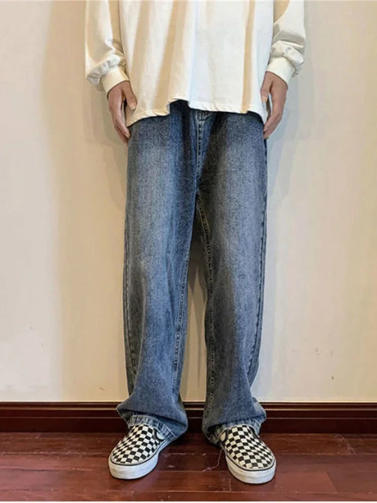 Baggy Jeans Trousers Male Denim Pants Black Wide Leg Pants Men's Jeans Cargo pants for men Korean Streetwear Hip Hop Harajuku