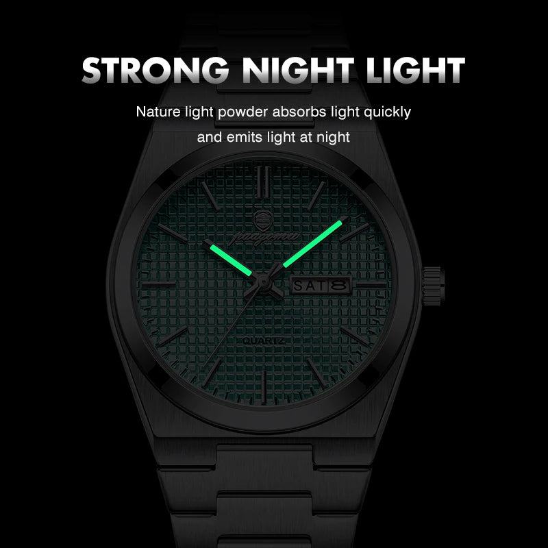 PAAZOMU Luxury Men Wristwatch Waterproof Luminous Date Week Watch For Man Stainless Steel Men's Watches Quartz Male Clock Sport