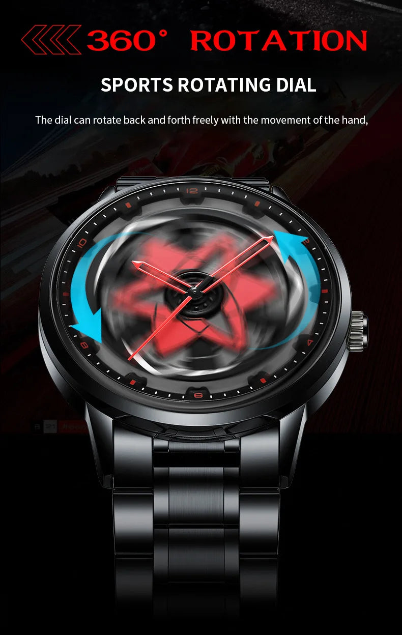 Kaleidoscope Sharingan Rotary Dial Watch 3D Japanese Anime Dial Quartz Men's Watch Top Brand Luxury Waterproof Fashion Men Watch