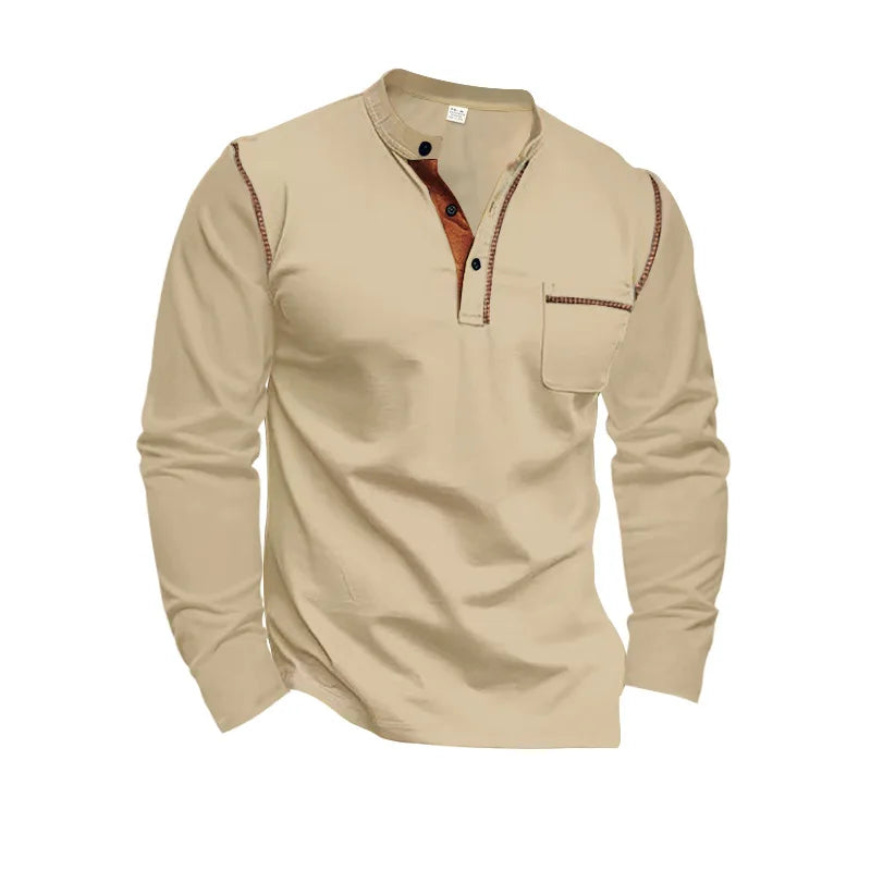 Men's Long-Sleeved Polo Shirt European and American, Stand-up Collar Casual Foreign Trade Spring Summer 2024