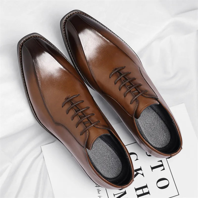 British-style Formal Business Dress Shoes for Men Solid Color Fashion Casual Cow Leather Shoes Male Big Size Brogue Shoes Man