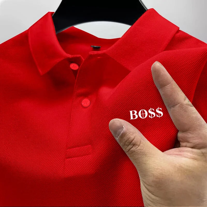 Men's short-sleeved polo shirt 2025, quick-drying, breathable, casual, fashionable, business, sporty, summer, high collar, new s
