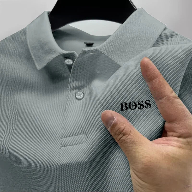 Men's short-sleeved polo shirt 2025, quick-drying, breathable, casual, fashionable, business, sporty, summer, high collar, new s