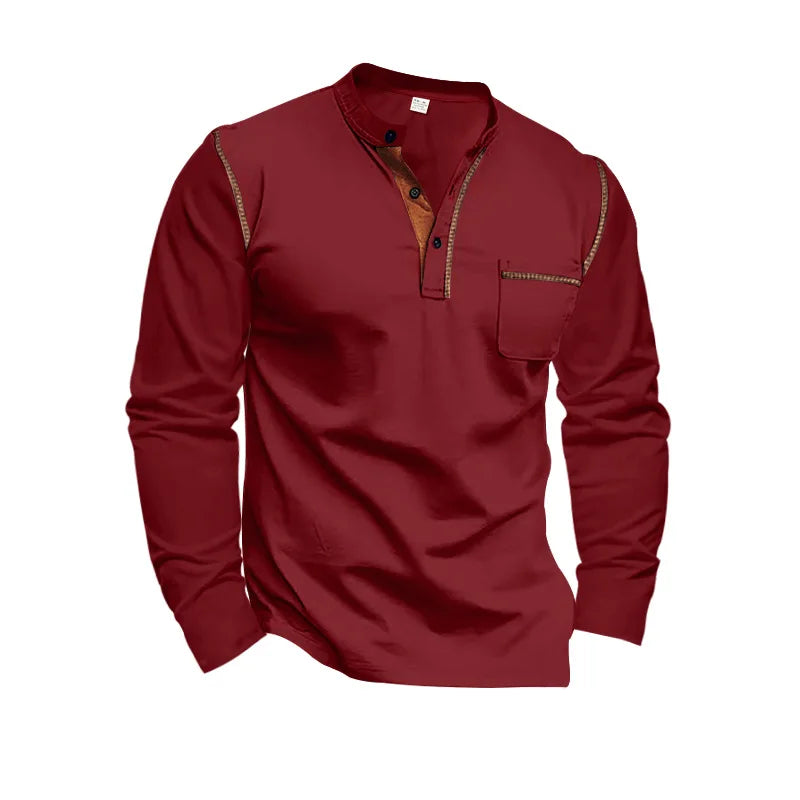 Men's Long-Sleeved Polo Shirt European and American, Stand-up Collar Casual Foreign Trade Spring Summer 2024