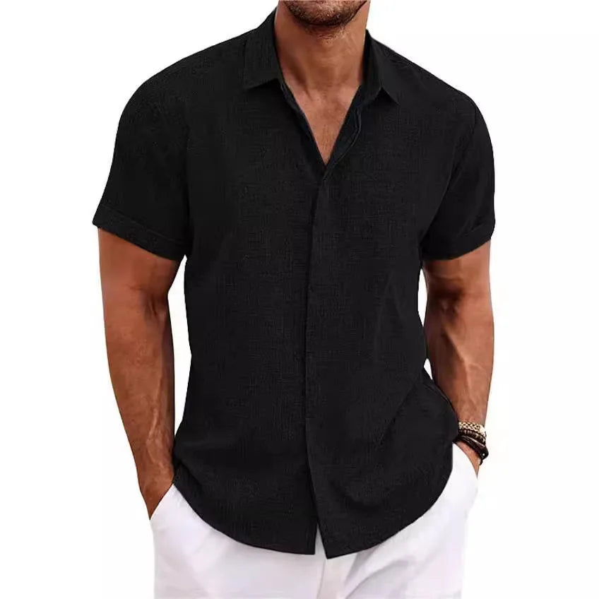 Men's Shirt with Short Sleeves Linen Shirt Mensolid Color Shirt Summer Shirt Men Shirts Shirts Men Dress Shirt Shirt Man Men
