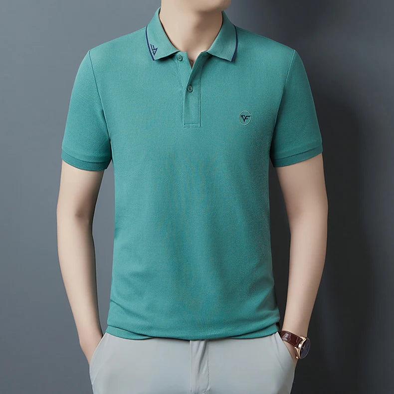Men's Polo Shirt Solid Color Embroidery Brand High Quality Breathable Business Clothing