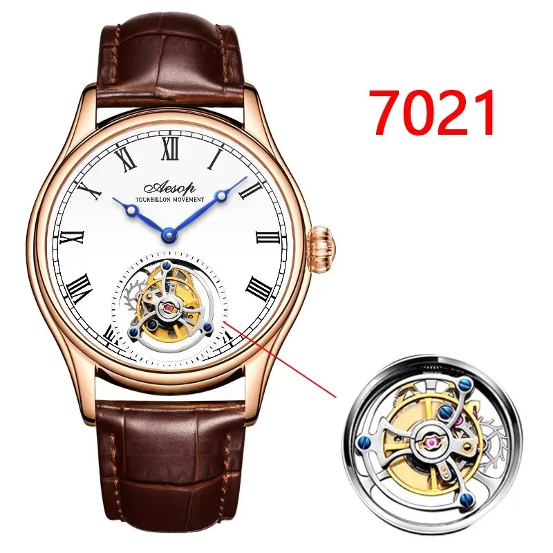 Aesop Real Flying Tourbillon Movement Mechanical Watches Luxury Watch for Men Skeleton Tourbillon Watch Sapphire Official Store