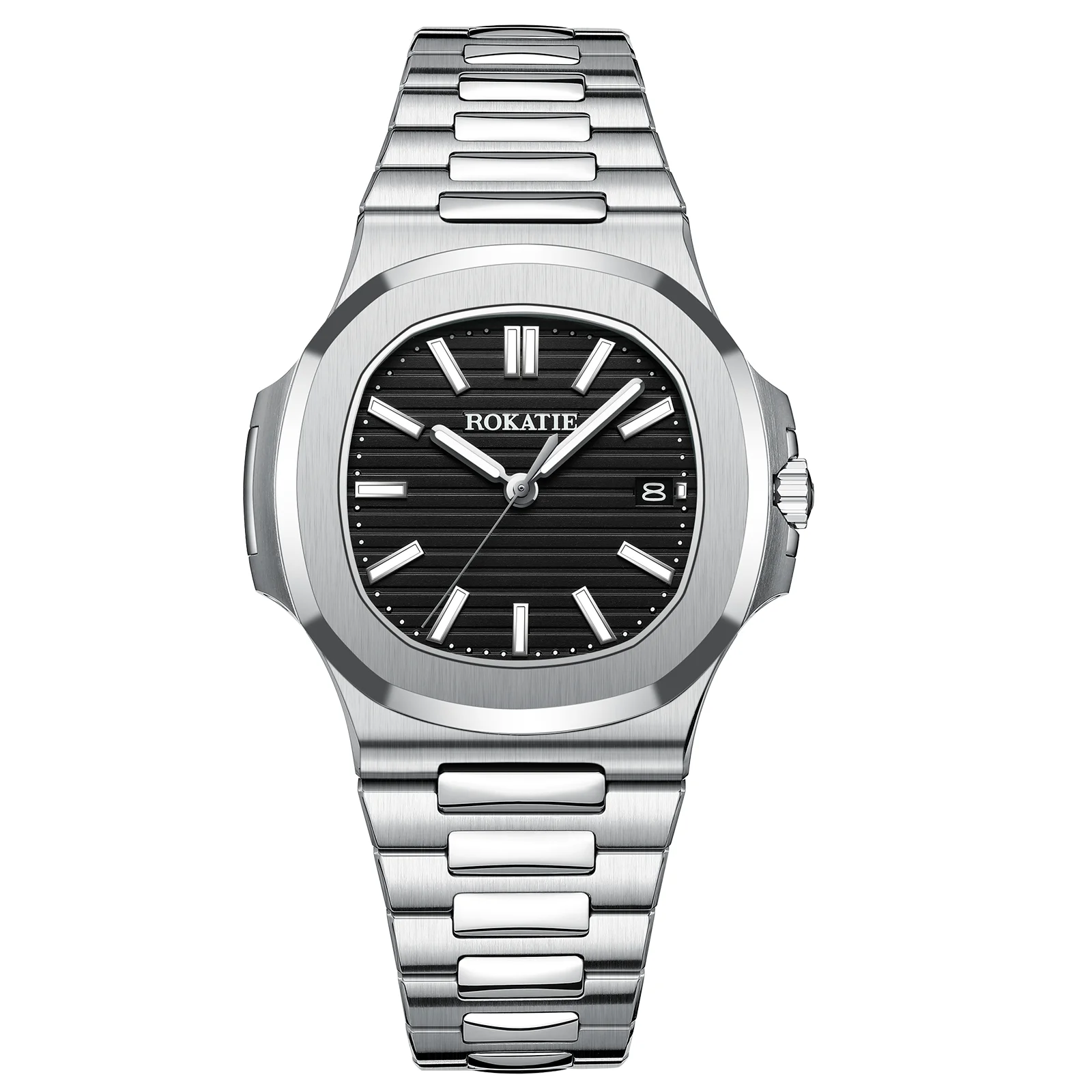 ROKATIE Mechanical Watches Luminous Needle Stainless Steel 316L 9015 Movement Automatic Watch 5ATM Waterproof Automatic Watch