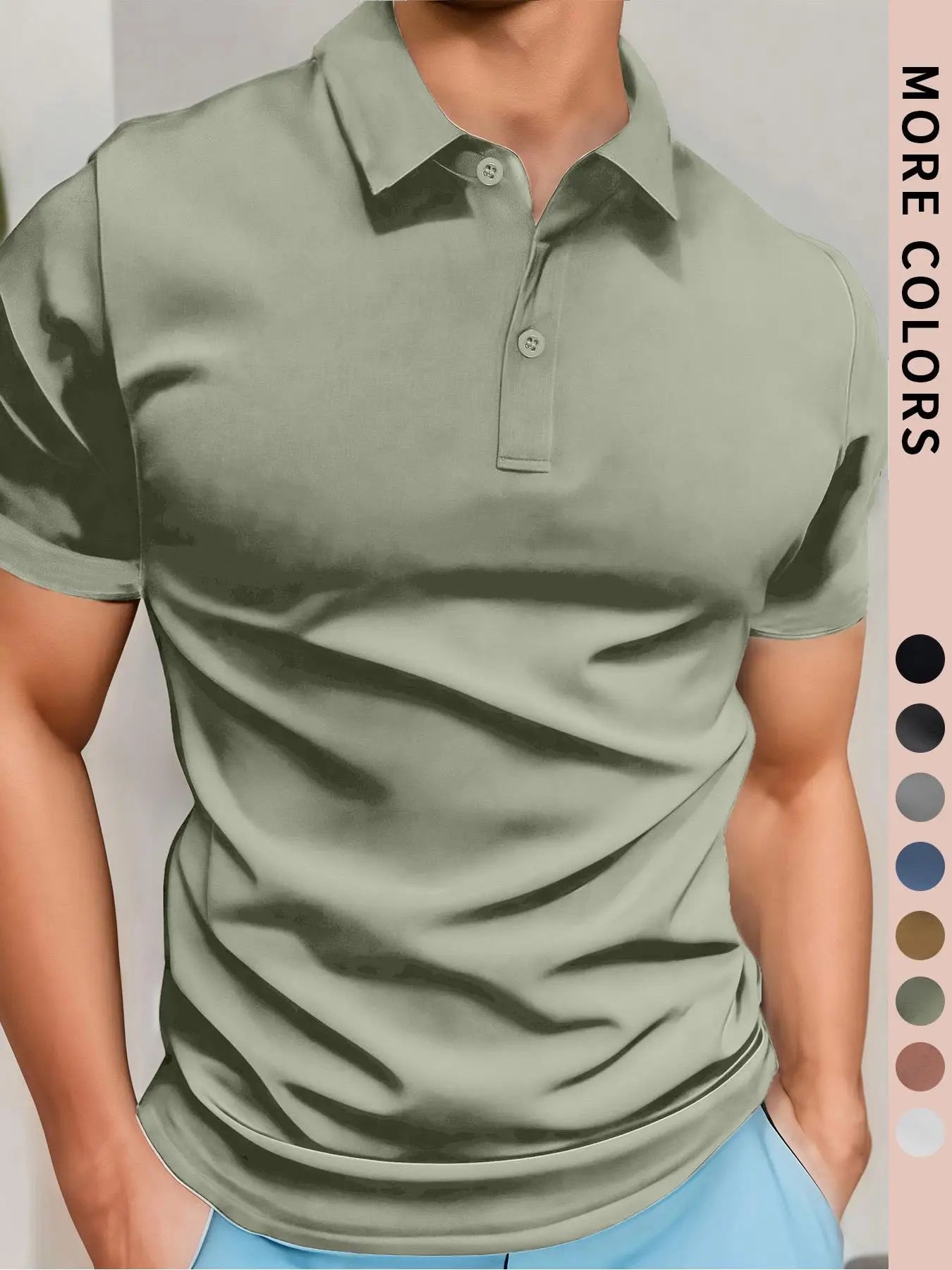 Men's Polo Simple Pure Color Short-Sleeved Shirt, High-Grade Fabric, Breathable and Comfortable Fabric with Ice Feel, Summer Outdoor Casual Men's Shirt, Men's Gifts