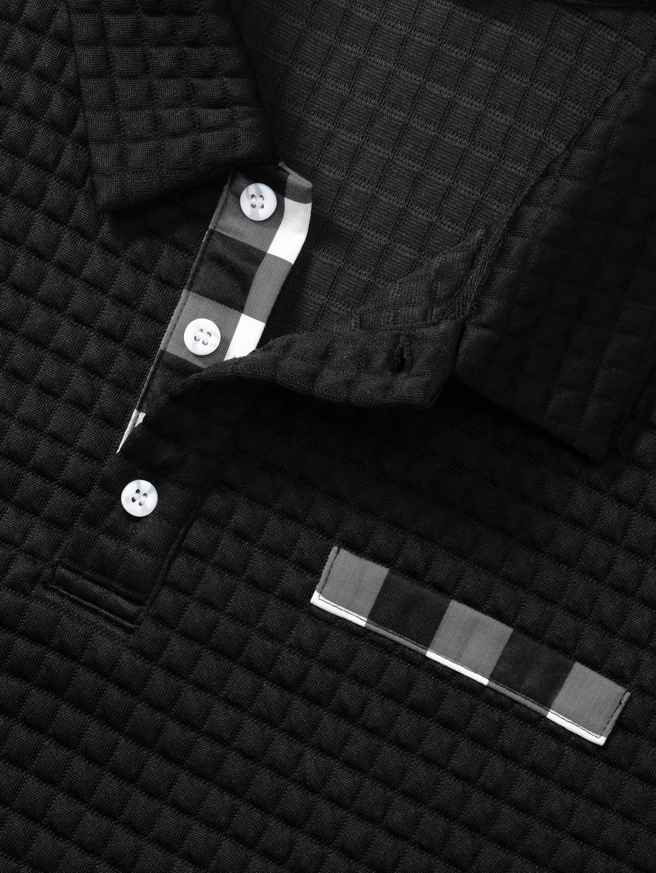 Men's Polo Shirt with Square Plaid Texture Fabric, Solid Color Pattern, Short-Sleeve Polo Collar Top, Non-Positioned Digital Print Fabric, Irregular Plaid Pattern, Fashionable Casual Daily Wear, Business Casual Wear
