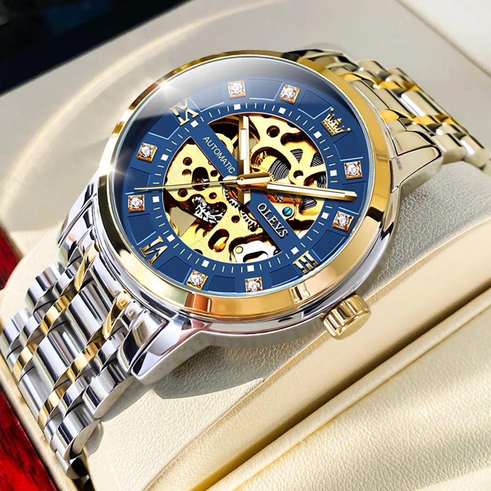 OELVS 9901 Luxury Men's Watches Fashion Dress Automatic Mechanical Wristwatch Waterproof Luminous Hollow Watch for Man Reloj