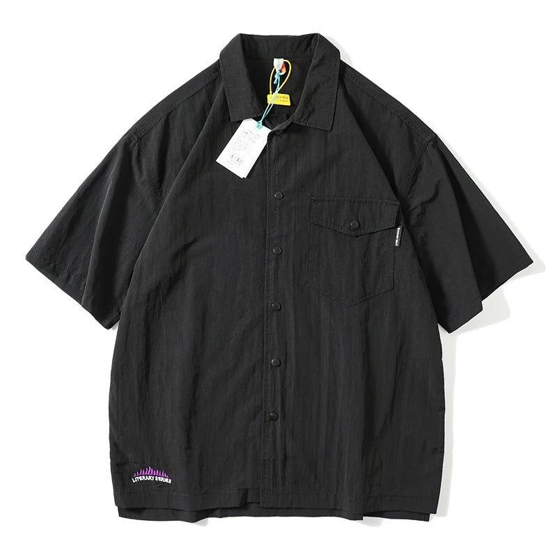 Men Shirts Fashion Business Outdoor Function Waterproof Sunscreen Quick Drying Breathable Summer Thin Short-sleeved Shirt