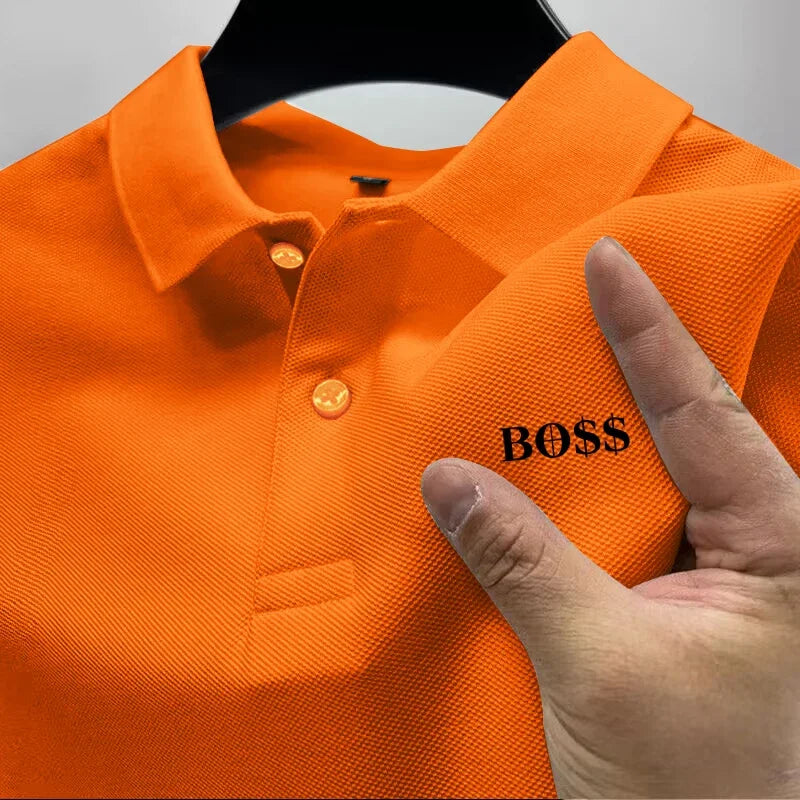 Men's short-sleeved polo shirt 2025, quick-drying, breathable, casual, fashionable, business, sporty, summer, high collar, new s