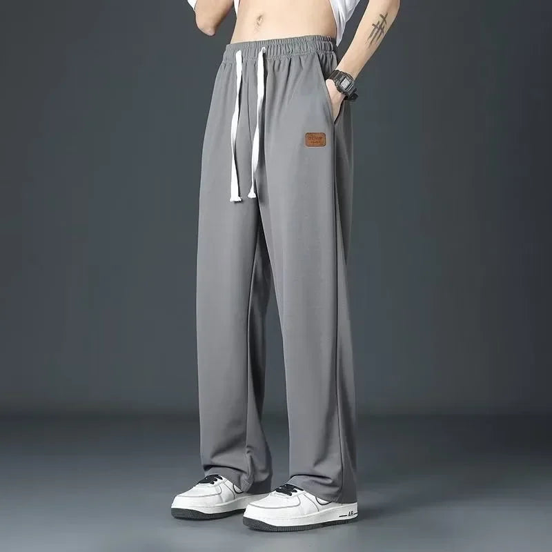 Casual Long Jogger Sweat Pants Men For Quick Drying Spring And Summer Thin Trendy Straight Leg Loose Flowing Fashion Trousers