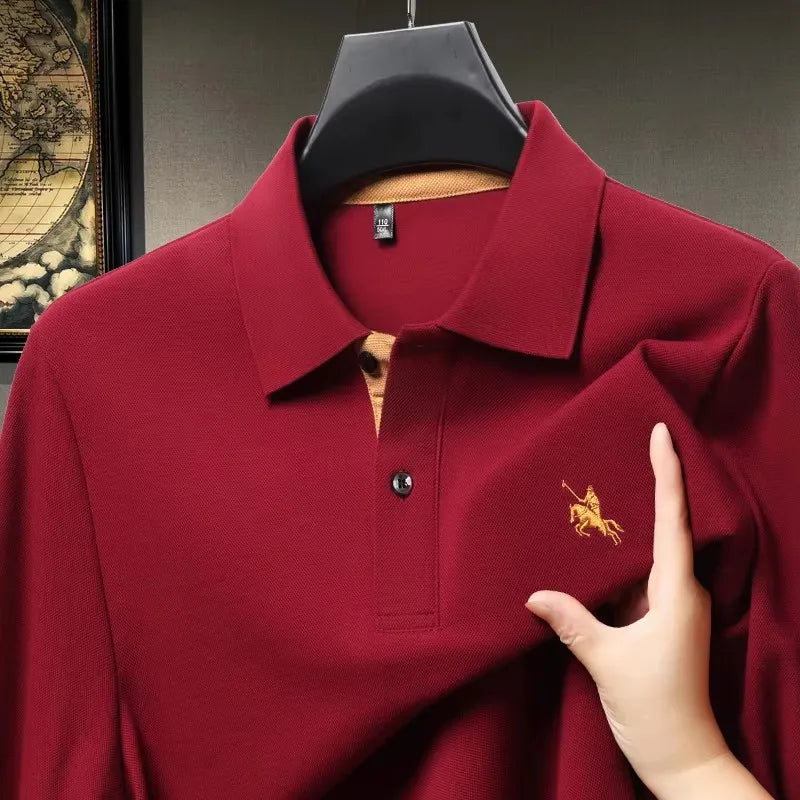 High end brand long sleeved polo shirt men's autumn new fashion embroidery lapel T-shirt casual business Paul men's clothing