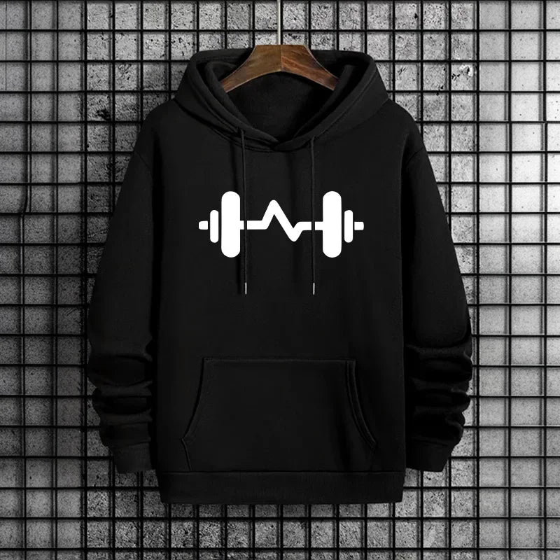 Mens Hoodies Printing Casual Sweatshirts Outdoors Fitness Sports Jogging Men Clothing Fashion Hoodies Street Pullover Gym Tops
