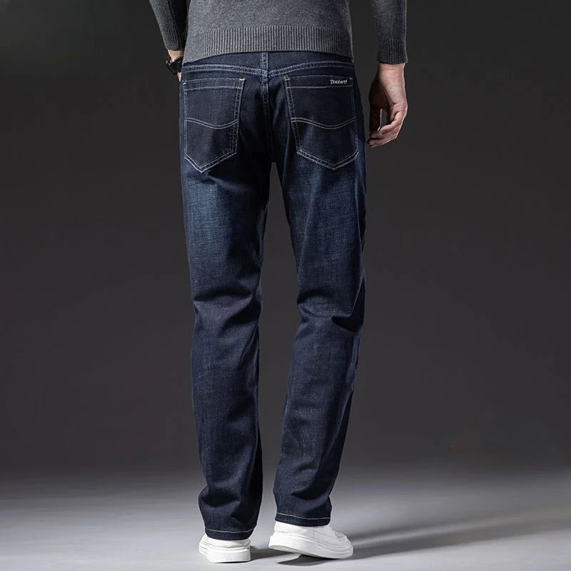 Baggy Straight Jeans for Men Classic Mens Cowboy Pants Regular Trousers Denim Elastic Tight Pipe Casual Low Rise Goth Stacked Xs