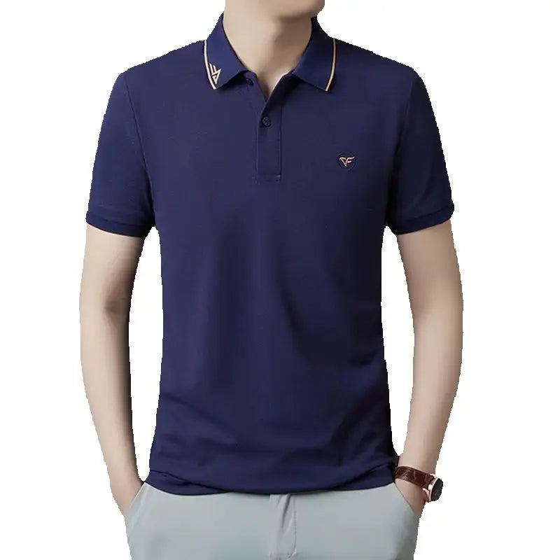 Men's Polo Shirt Solid Color Embroidery Brand High Quality Breathable Business Clothing
