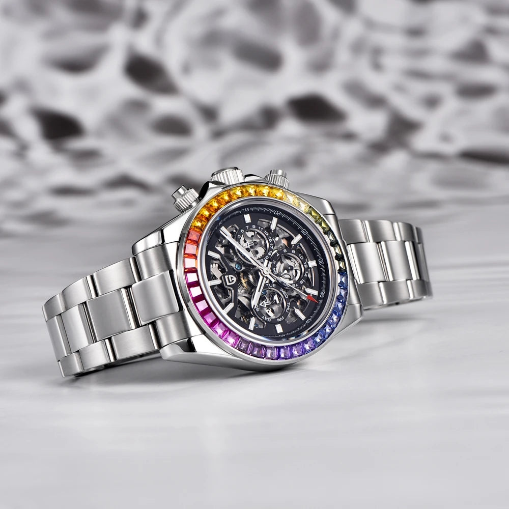 PAGANI DESIGN New 40mm Skeleton Mechanical Watches Men's Stainless Steel Waterproof Automatic Watch Luxury Sapphire Glass Clock