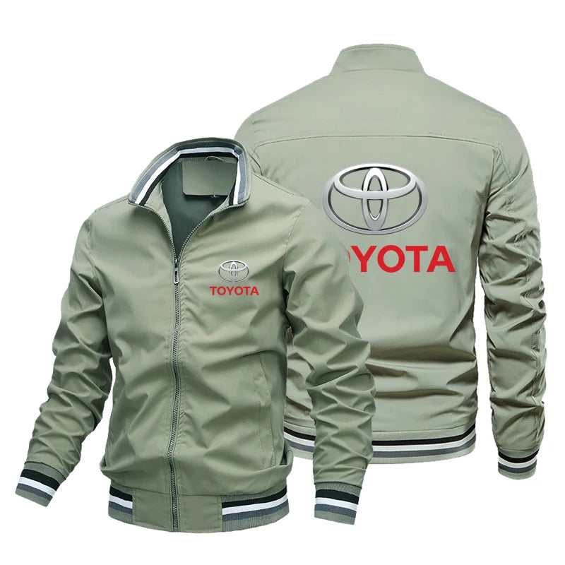 2025 Toyota logo men's stand-up collar Korean version sports solid color casual wear youth tide men's jacket