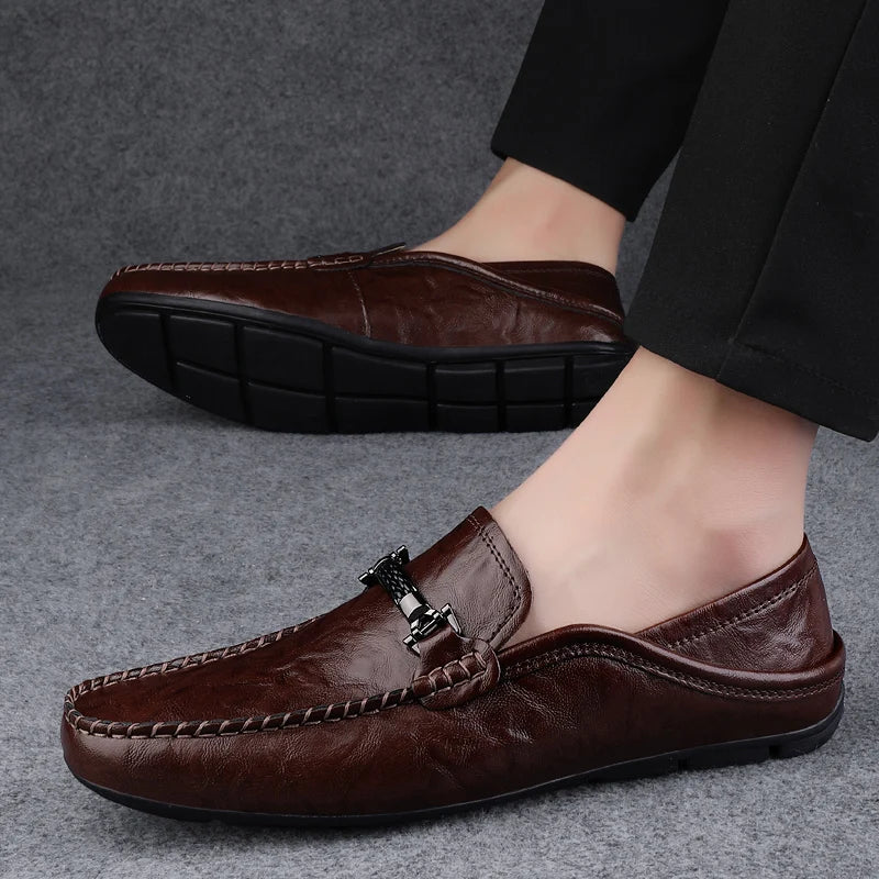 Genuine Leather Mens Loafers Casual Shoes Comfortable Moccasins Luxury Formal Slip on Flats Driving Shoes for Man Walking Shoes