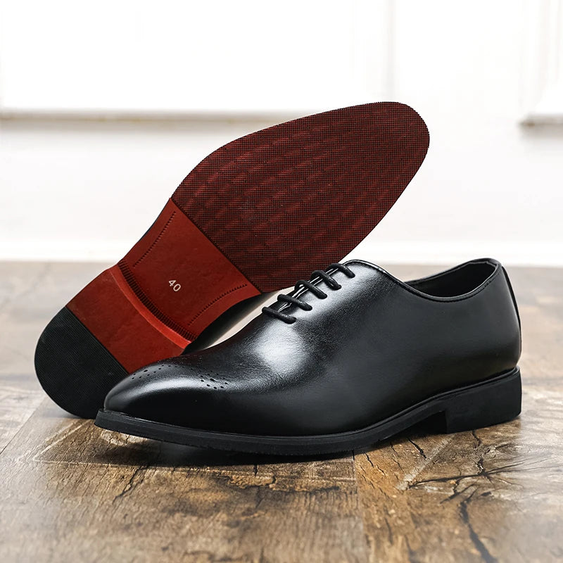 Autumn Brock leather men's head layer cowhide British Korean version breathable business dress casual wedding leather shoes