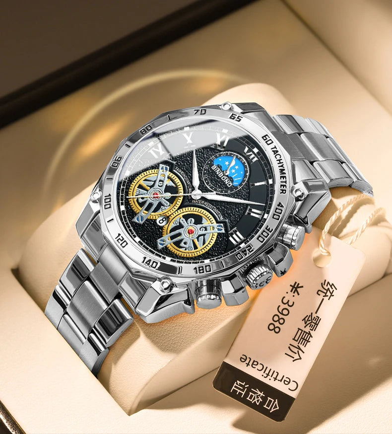 BINBOND Luxury Men Quartz Watches Fashion Concept Decorative Dial Casual Military Sports Wristwatch Waterproof Men's Clock