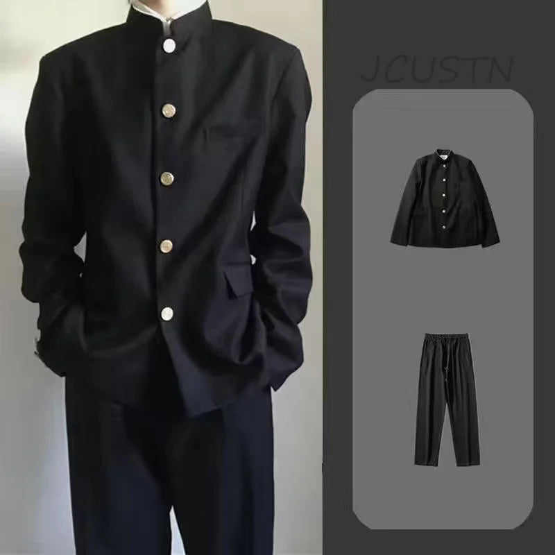Dk Uniform Suit Men School Uniforms Black Jacket Top Japanese School Jacket Spring Summer New Coat Male Streetwear Mao Suit