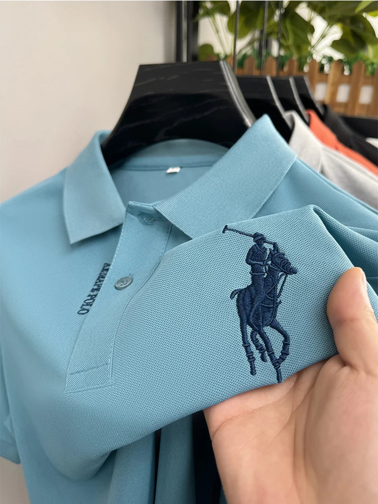 Designer Brand Men's Polo Shirt Lapel T-Shirt Summer New Exquisite Horse Embroid Short Sleeve Business Casual Office Menswear