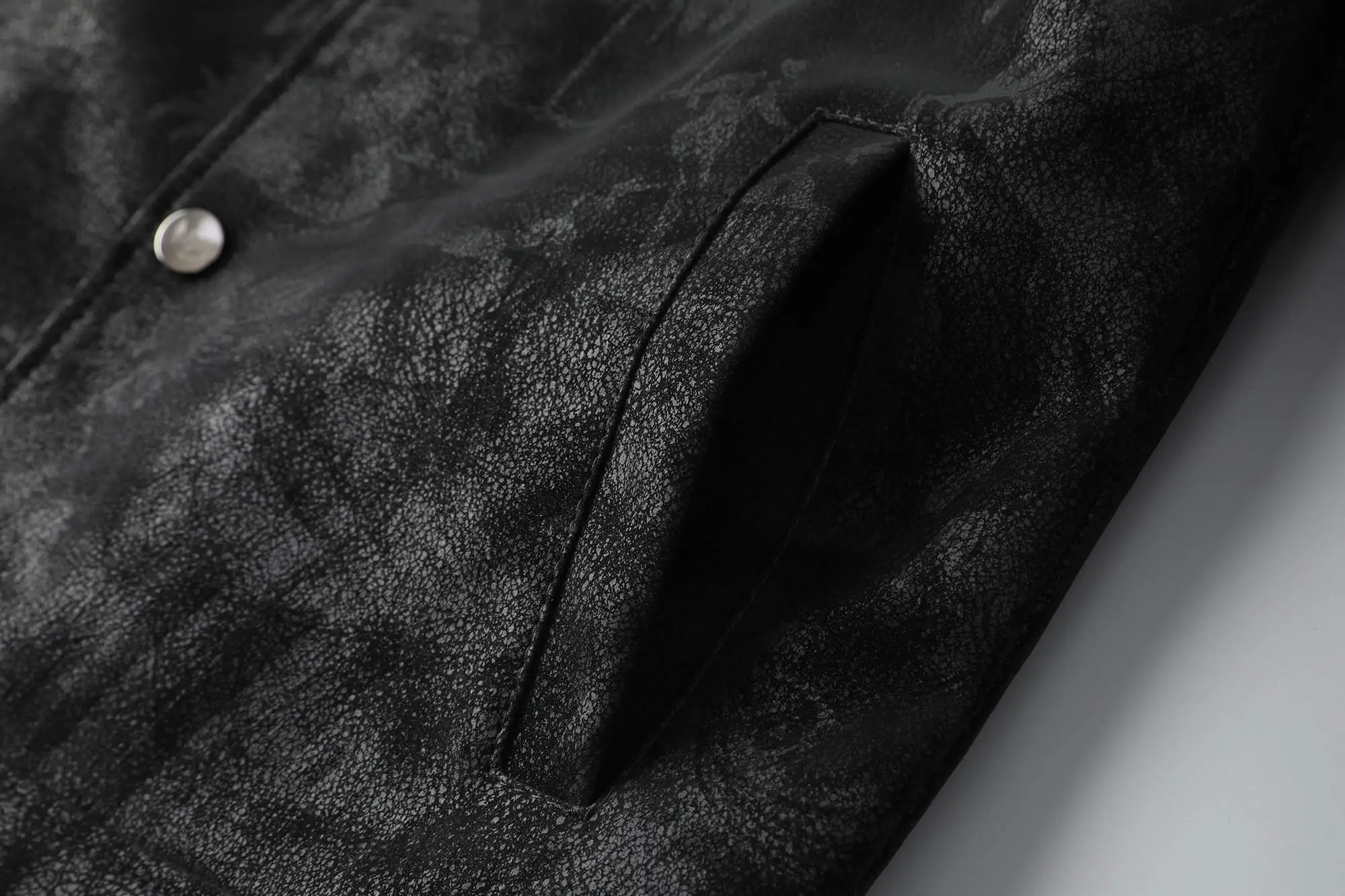 Men's Lapel Pu Leather Jacket Letter Print Casual Short Fashion Jacket