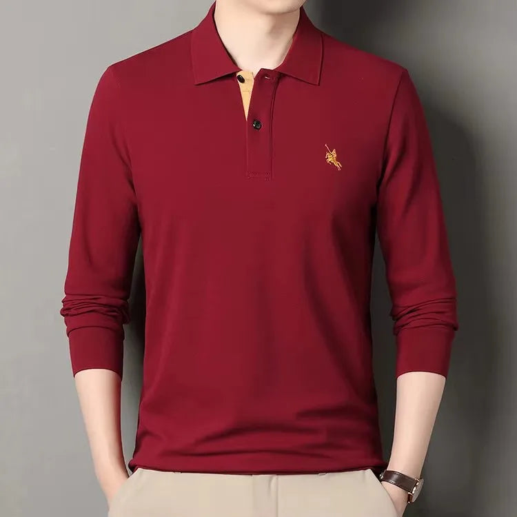 High end brand long sleeved polo shirt men's autumn new fashion embroidery lapel T-shirt casual business Paul men's clothing