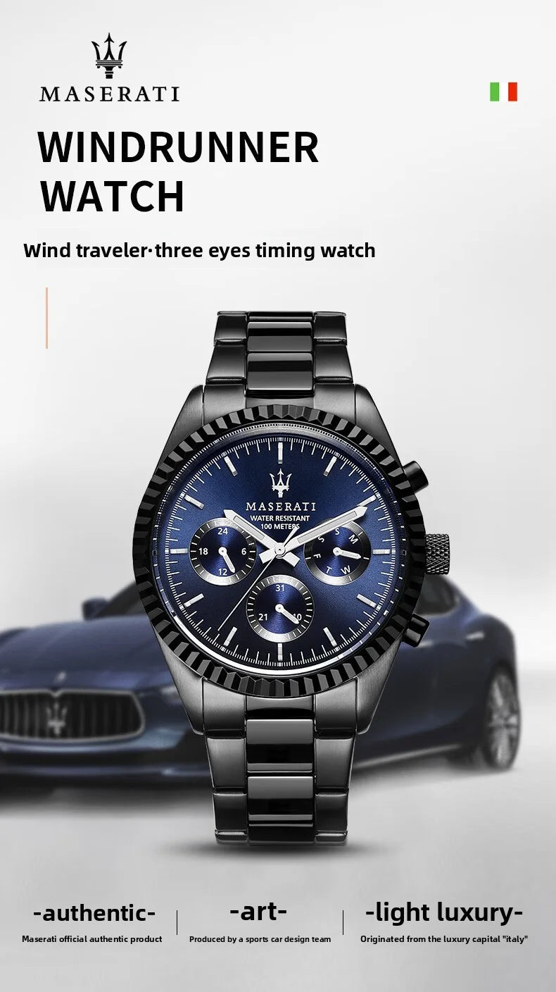 Original Maserati watches men's luxury gold fashion trend dial Shi Ying European and American business watch blue gold R88531000