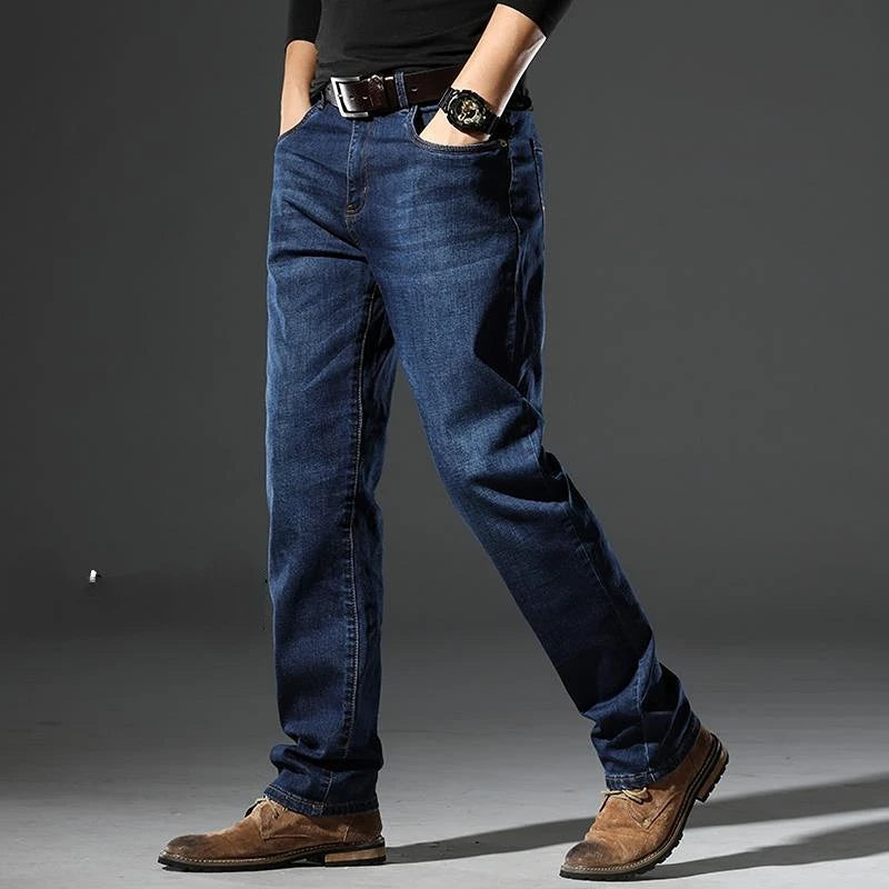 Baggy Straight Jeans for Men Classic Mens Cowboy Pants Regular Trousers Denim Elastic Tight Pipe Casual Low Rise Goth Stacked Xs