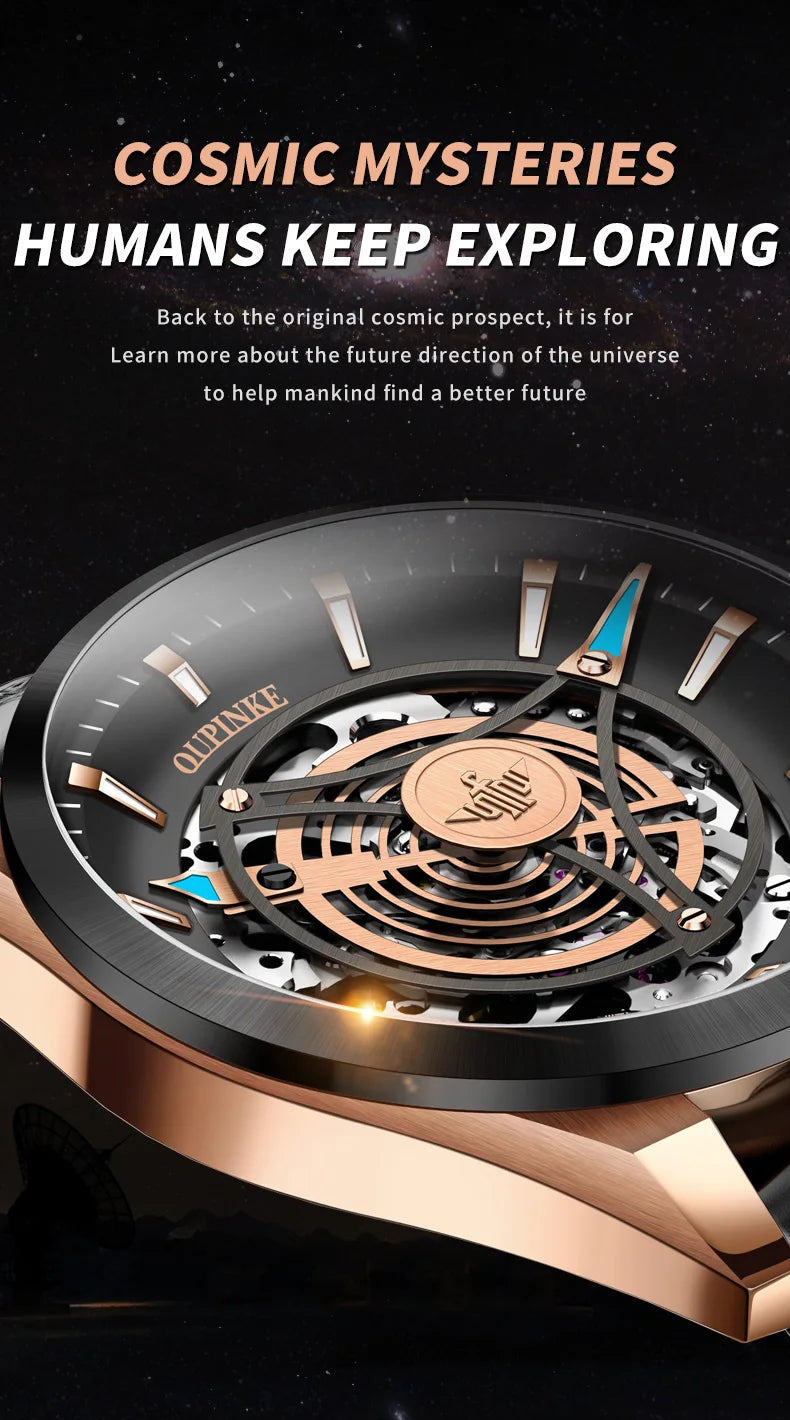 OUPINKE 3206 Men's Watches Sky Eye Automatic Mechanical Wristwatch for Man Waterproof Stainless Steel Luminous Sapphire Luxury