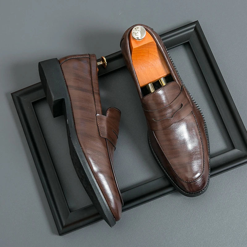 Men's Loafers Handmade PU Leather Loafer Casual Driving Flats Slip-on Shoes Luxury Comfy Moccasins Black Casual Shoes Mo-22123