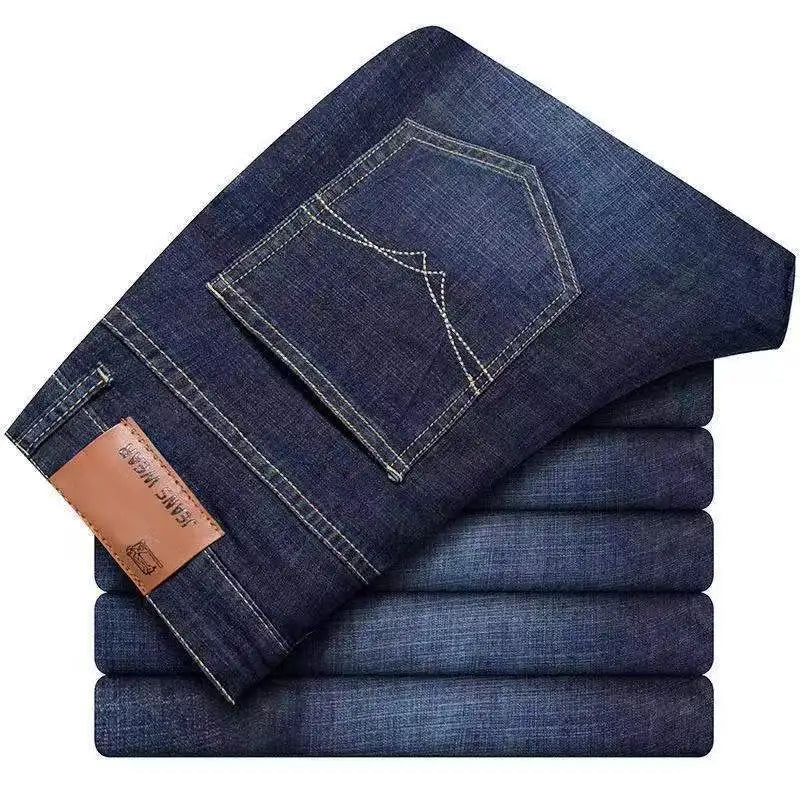 2025 Spring and Autumn New Men Fashion Casual Straight Leg Jeans Solid Color Foldable Comfortable Soft Business Brand Pants