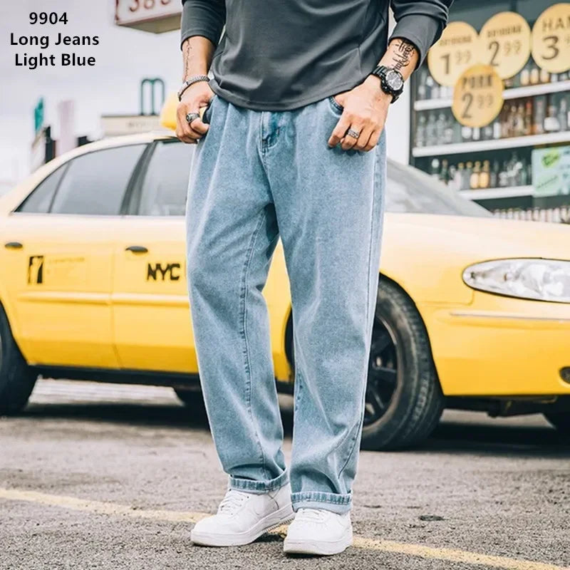 Baggy Jeans Men Clothing Loose Plus Size Denim Pants Mens Oversized Blue Wide Leg Jean Large 42 44 46 48 Man Fashion Trousers