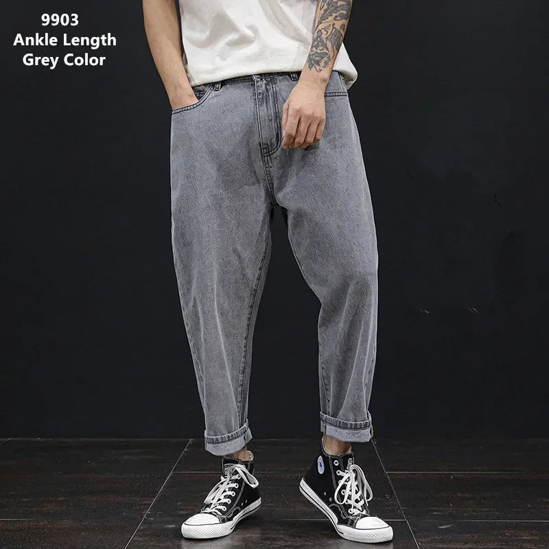 Baggy Jeans Men Clothing Loose Plus Size Denim Pants Mens Oversized Blue Wide Leg Jean Large 42 44 46 48 Man Fashion Trousers